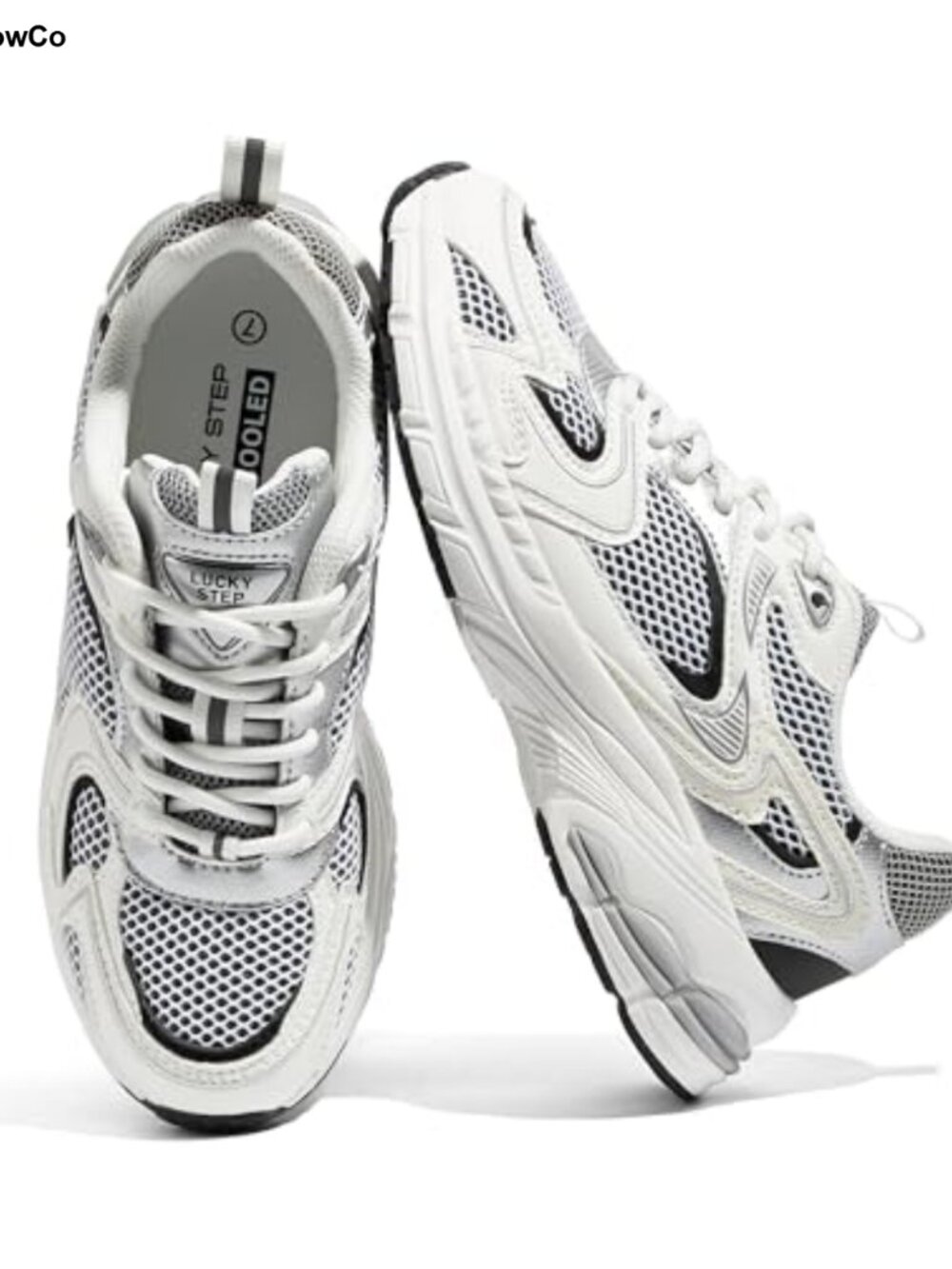 LUCKY STEP Chunky Mesh Platform Lace-Up Sneakers for Women